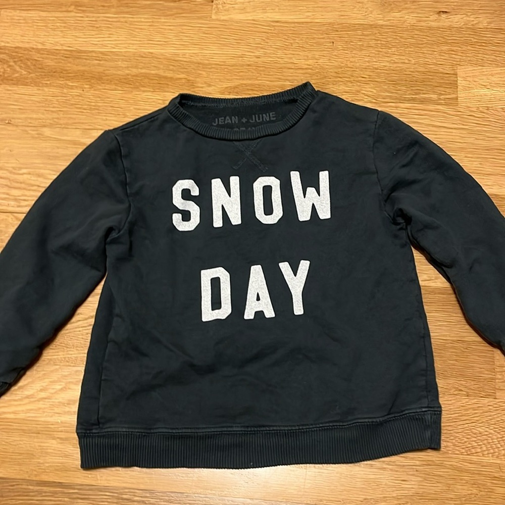 Jean + June made in LA 4T/5T sweater SNOW DAY logo kids sweatshirt